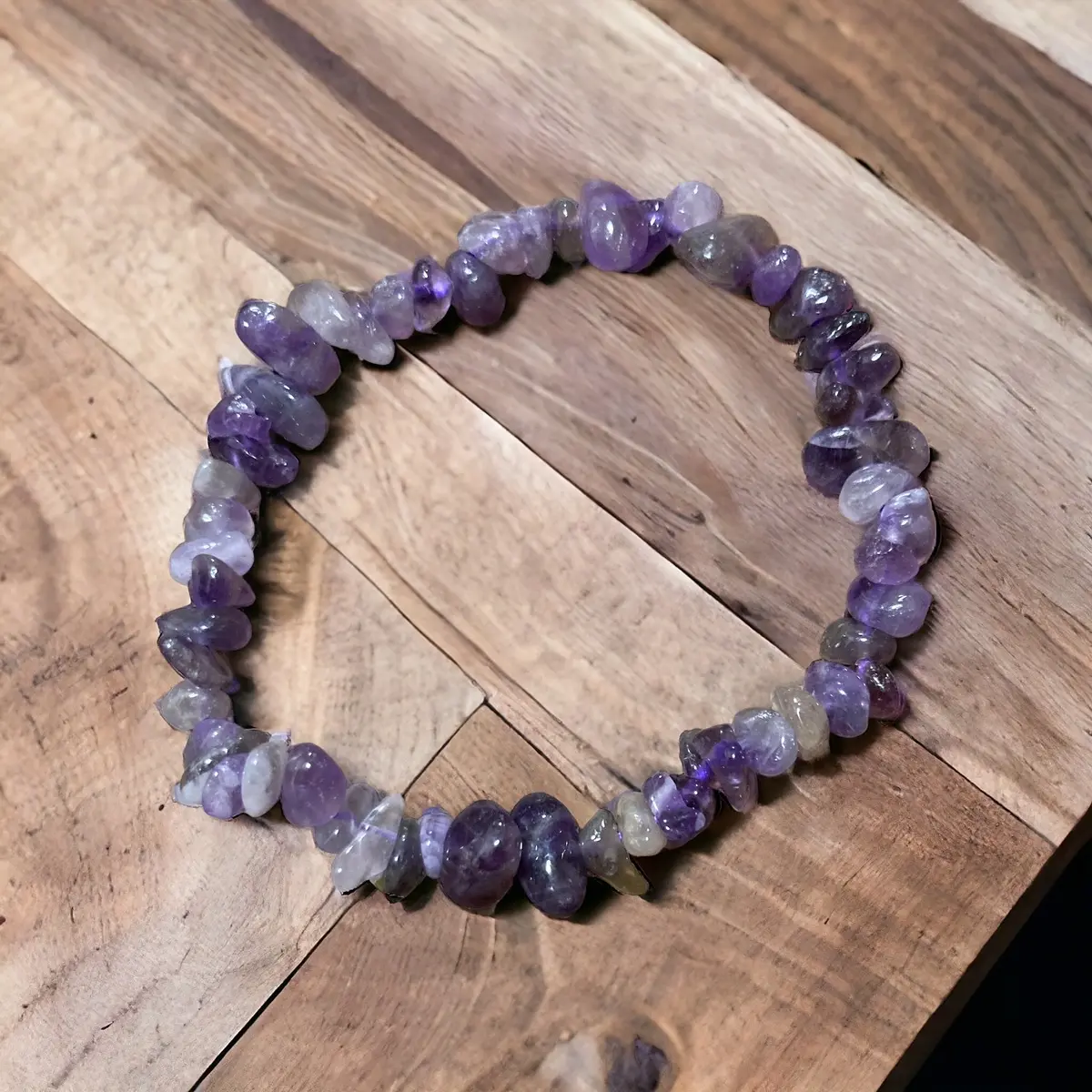 Polished homemade/hand chipped Amethyst bracelets