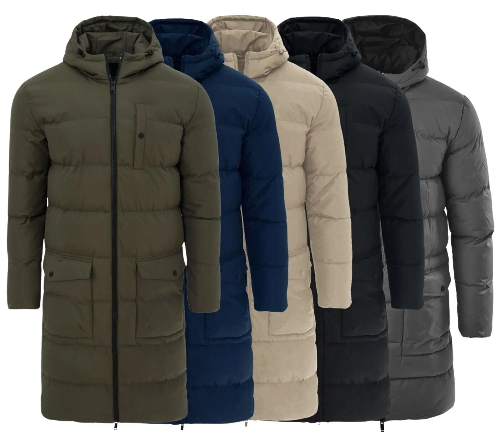 Mens Long Jacket Soul Star Hooded Padded Winter Warm Zip Coat Big Pockets S-3XL