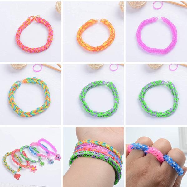 2500+ Rubber Bands,Loom Bands Kit, DIY Rubber Bands Set for Bracelet,22 pendant, 80 + Beads, 3 Crochet Hooks,  100 transparent S buckles, Gift for Boys Girls 4