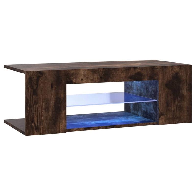 TV Cabinet with LED Lights Smoked Oak 90x39x30 cm 1