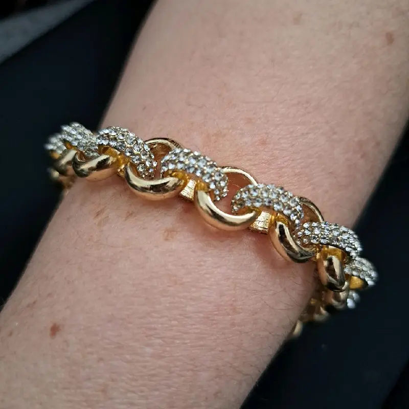 10mm Iced Belcher Bracelet - Gold or Silver Plated, Stainless Steel 0