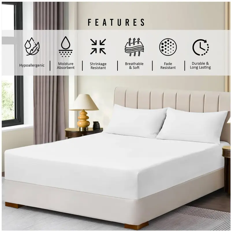 Fitted Sheet Single Bed (91 x 193cm) - White Bedding Sheets - Plain Dyed Microfiber Bed Sheets Single - (10 inch) 25cm Deep Pocket Bottom Sheet - Easycare - Wrinkle & Fade Resistant 2