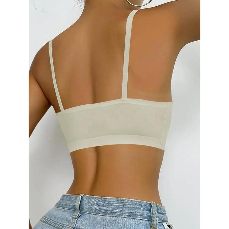 Women's Solid Color Adjustable Strap Padded Wireless Bra, Curvy Holiday Wear 2024, Soft Comfortable Breathable Seamless Push Up Lingerie Top, Lingerie for All Seasons, Summer Wear 2024 8