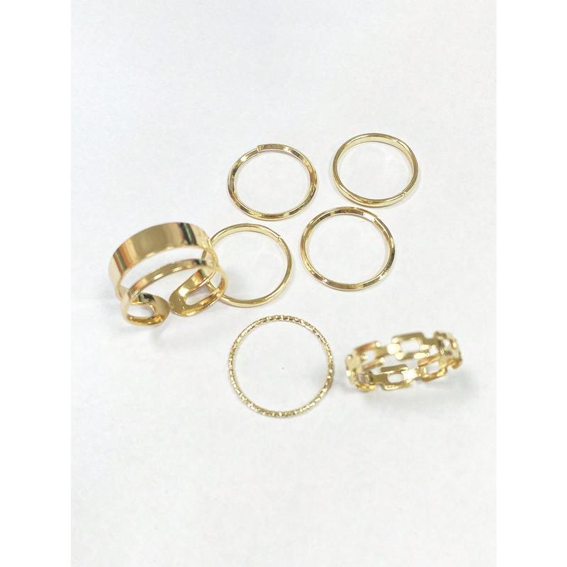 MILAN GOLD  7pcs/Set Random Fashion Minimalist Metal Twist Texture Knuckle Rings Set 1