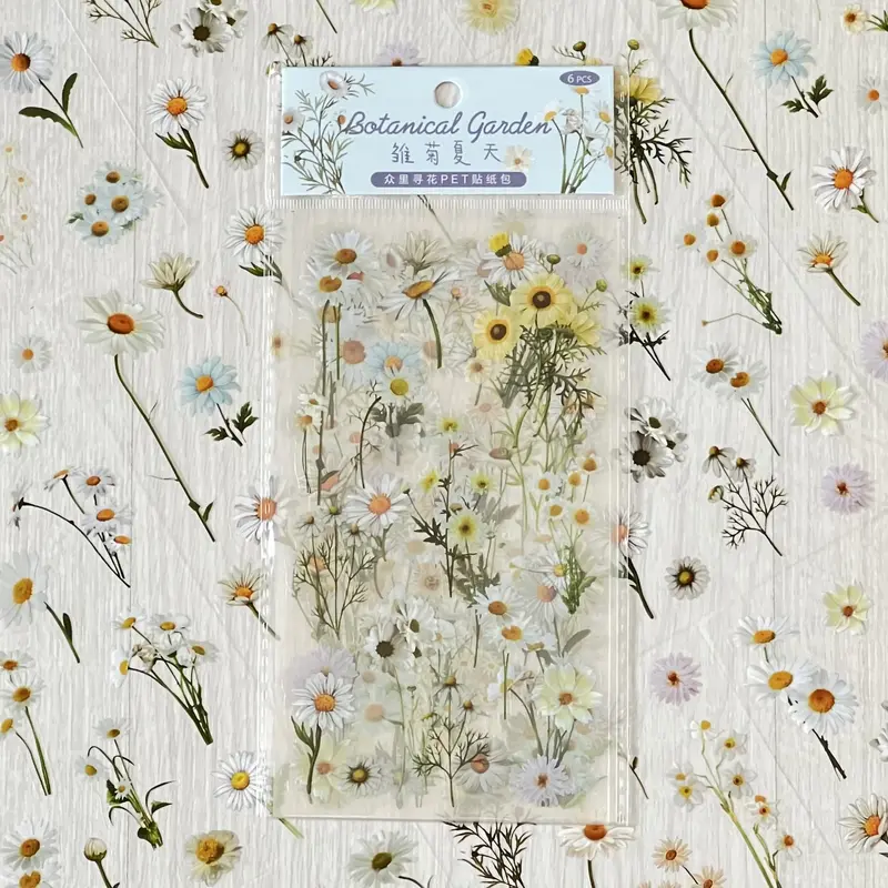 Floral PET Stickers | 6-Sheet Pack | For Journaling or Scrapbooking 5