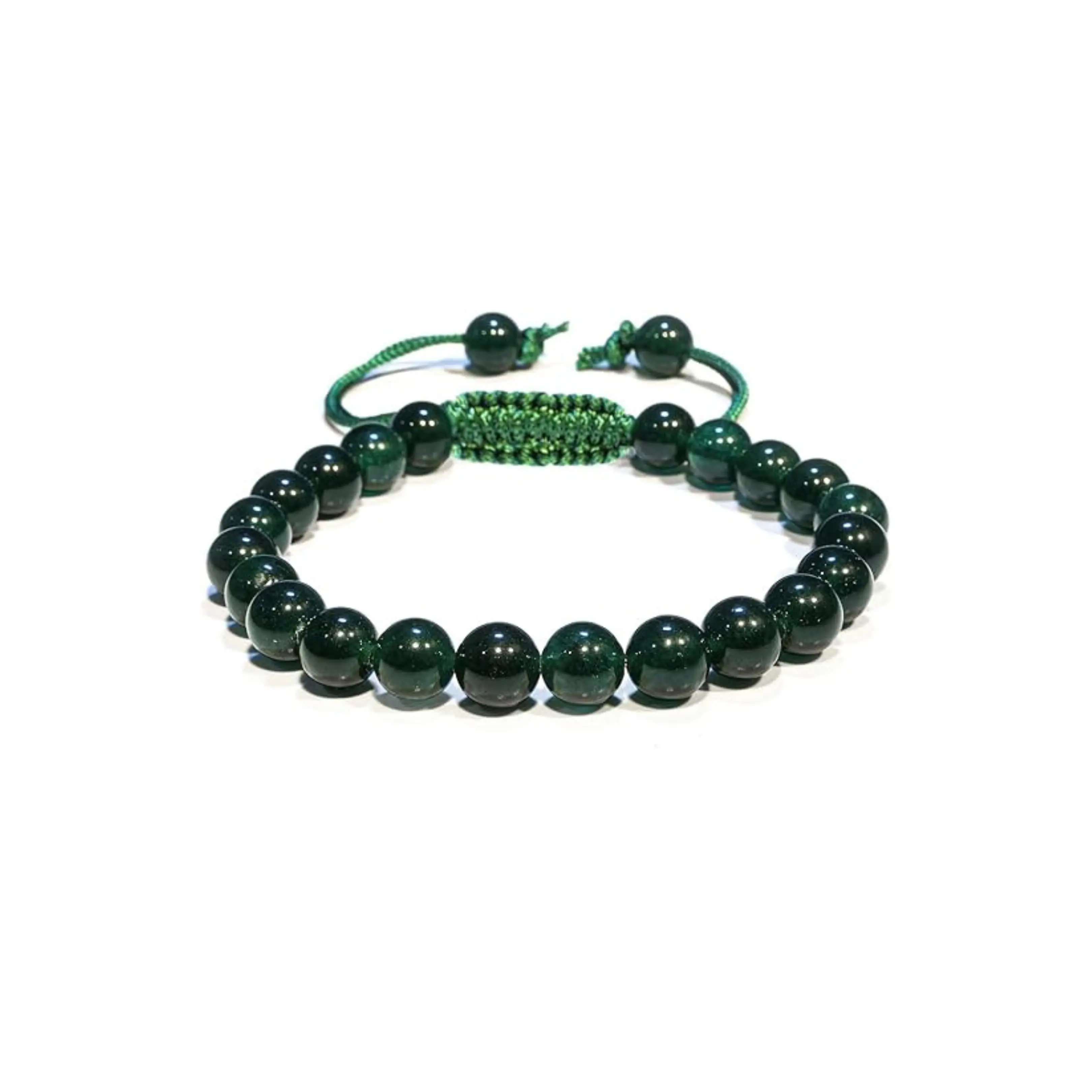 8mm Green Jade Adjustable Macrame Bracelet – Unisex Healing Crystal Beaded Jewelry