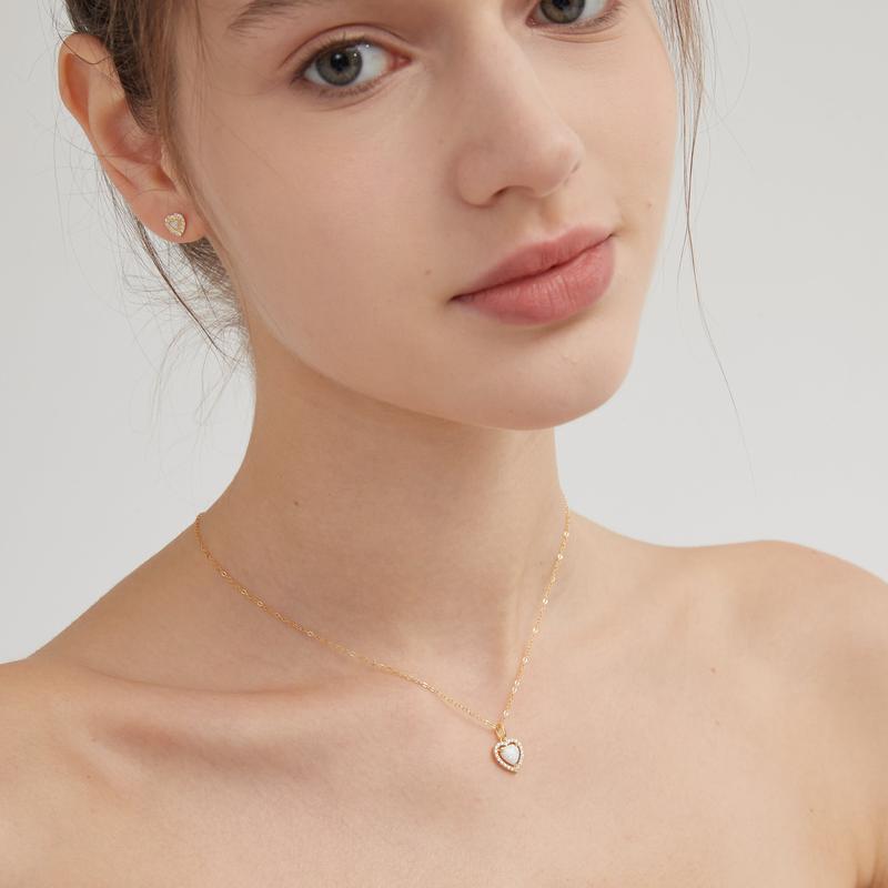 Opal Sweet Heart Necklace (S925) 5