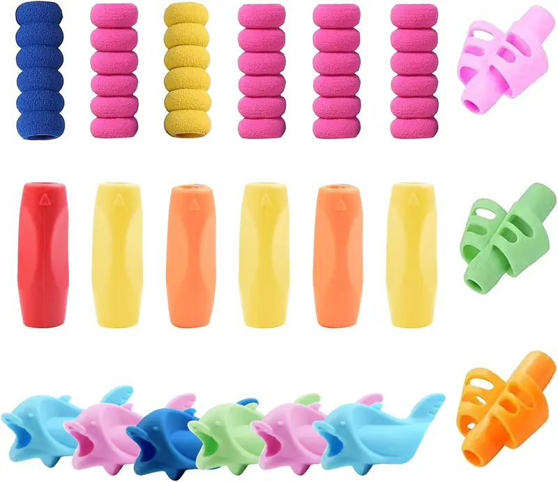 21 PCS Pencil Grips, Silicone Pen Grips Pencil Holder Grip Finger Pencil Grips Foam Pen Writing Aid Grip Set Training Pencil Grips Finger Space Writing Tool for Kids Children Adult Handwriting 0