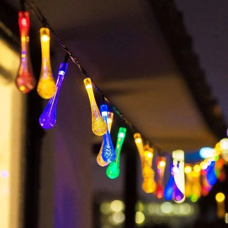 50 LED Teardrop Solar Lights Outdoor Garden Waterproof, Multicolor Solar String Lights, 22.6Ft/6.9M Length 2
