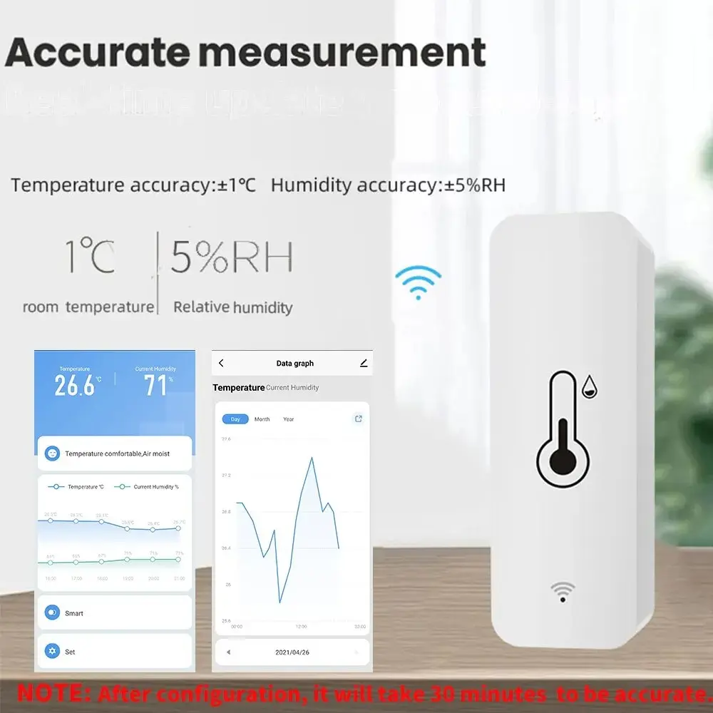 Tuya Smart Life WiFi Temperature Humidity Sensor Remote Monitor for Smart Home with Alexa Google Assistant
