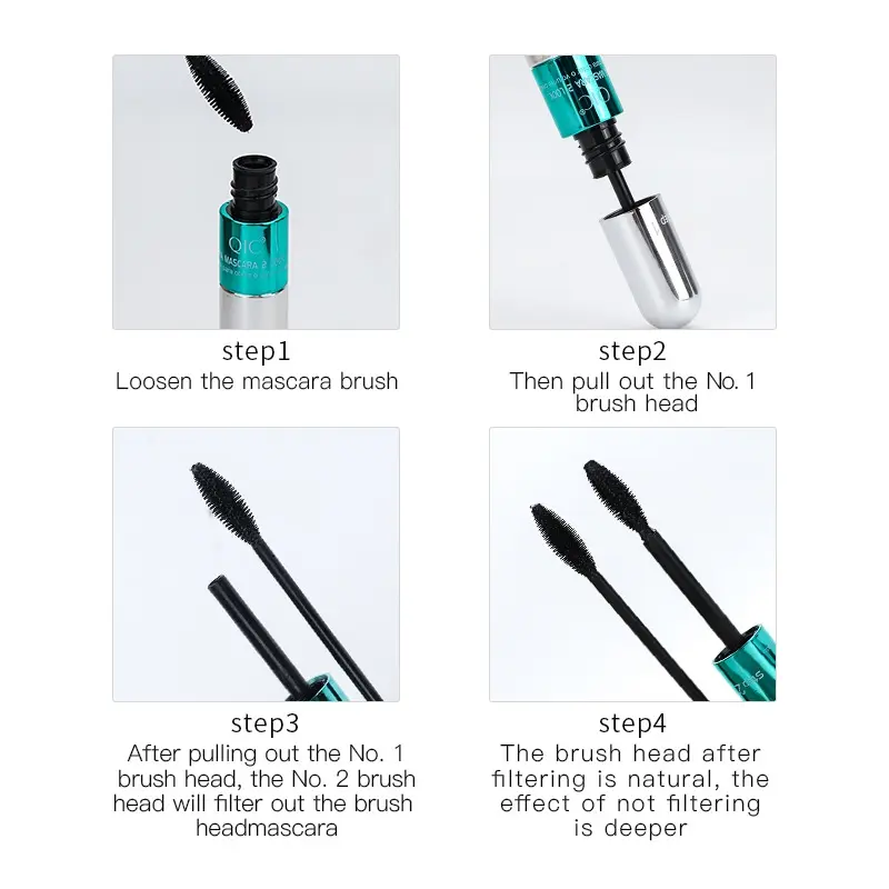 QIC 2 in 1 4D Silk Fiber Lash Mascara for Natural Lengthening and Thickening Effect - Makeup, Eyelashes Cosmetic mega volume striplashes 5