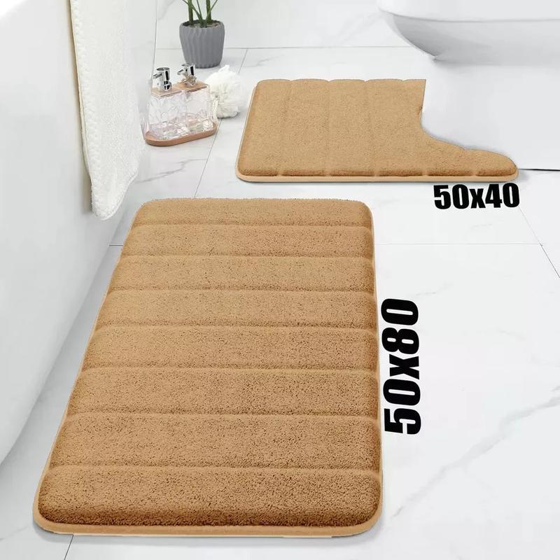 Non Slip Bath Mat Velvet Memory Foam Extra Large Bathroom Rug Water Absorbent Toilet Pedestal Mats Light 2