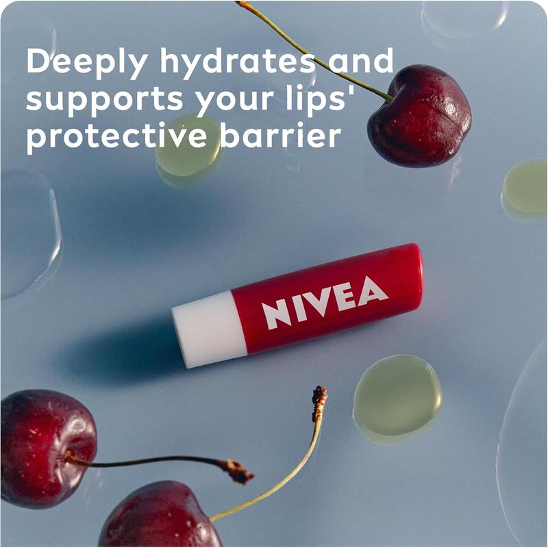 NIVEA Cherry Shine Lip Balm (4.8g), Flavoured Lip Balm with Shea Butter, Natural Oils and Vitamins, Provides 24h Moisture and a Soft Red Shine, Vegan Lip... Skincare Comfort 2
