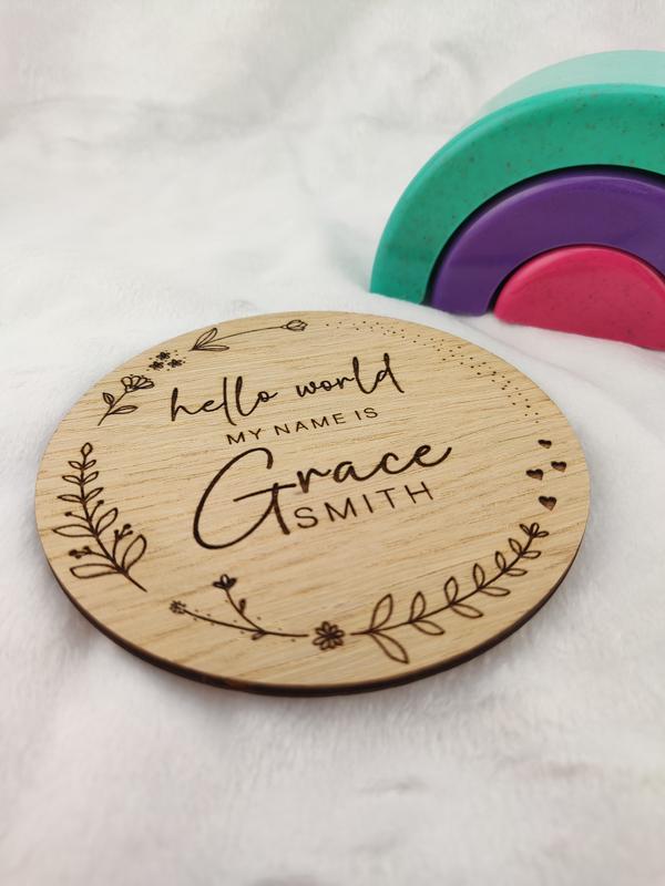 Personalised Wooden Name Plaque Baby Announcement Sign Children's Bedroom Decor 5