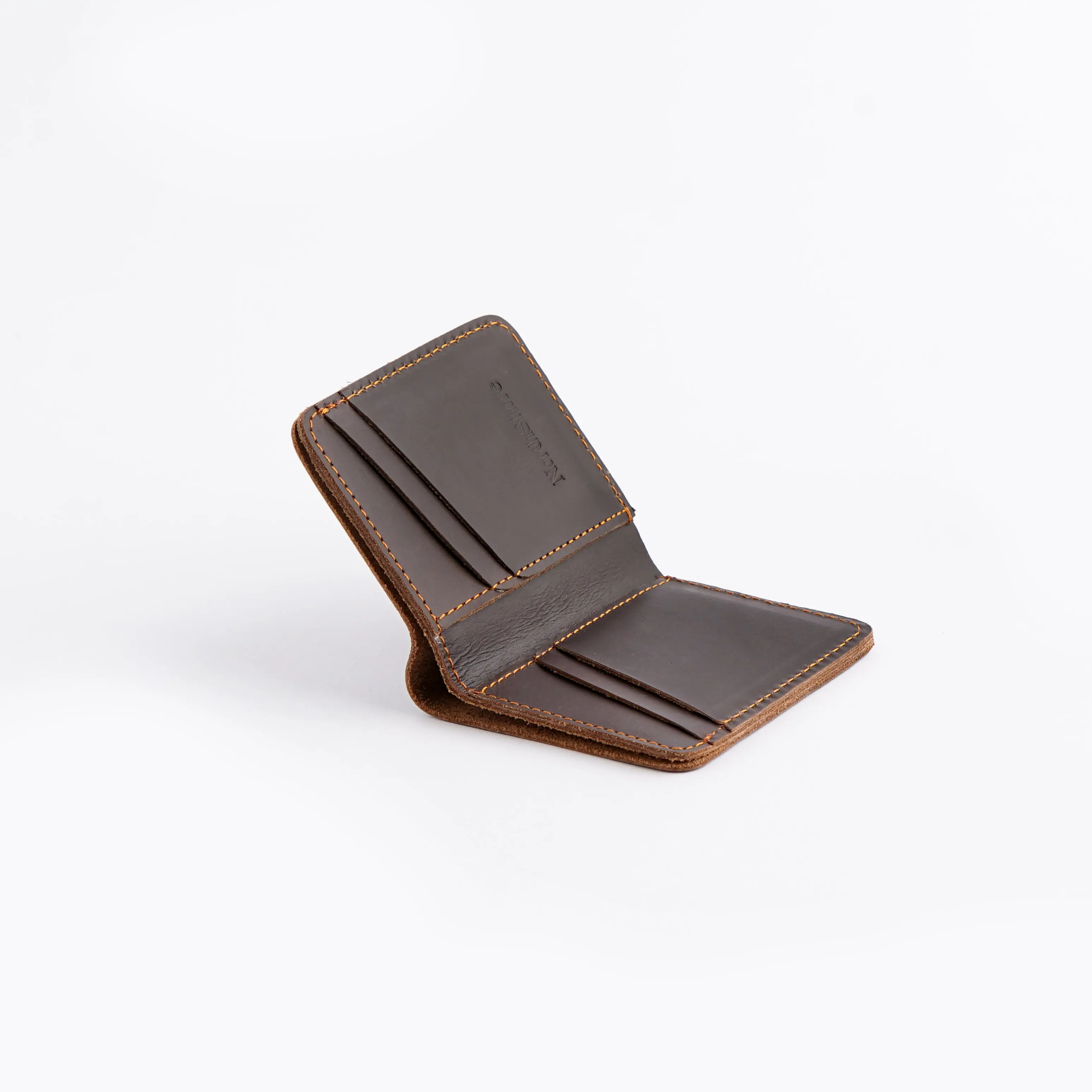 Slender - Bifold Pocket Size Slim Wallet - Brown cold cambridge leather