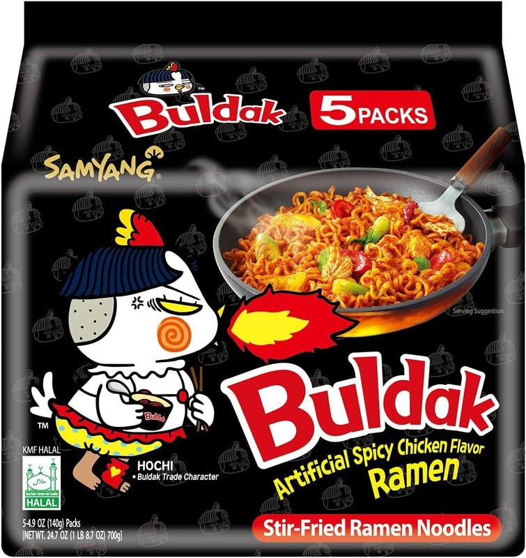 Halal Samyang Buldak Hot Chicken Carbonara Noodles 5/10PCS, Samyang Ramen, Buldak Noodles, Cheese Pansit Food Instant Spicy Hot Chicken Instant Noodle Buldak Ramen, Fire Noodles Buldak Bokkeum, New Samyang Noodles,Halloween Special Deal 4