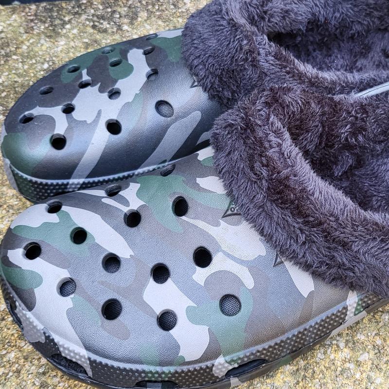 Men's Boy's Adult Warm Camouflage Camping Fishing Shoes Slippers Camo Clogs With Fur Lining Breathable All-Season Casual  Incredibly light removable black furry fluffy inners comfortable warm winter fleece lined garden sandals Footwear Walking Shoes 9