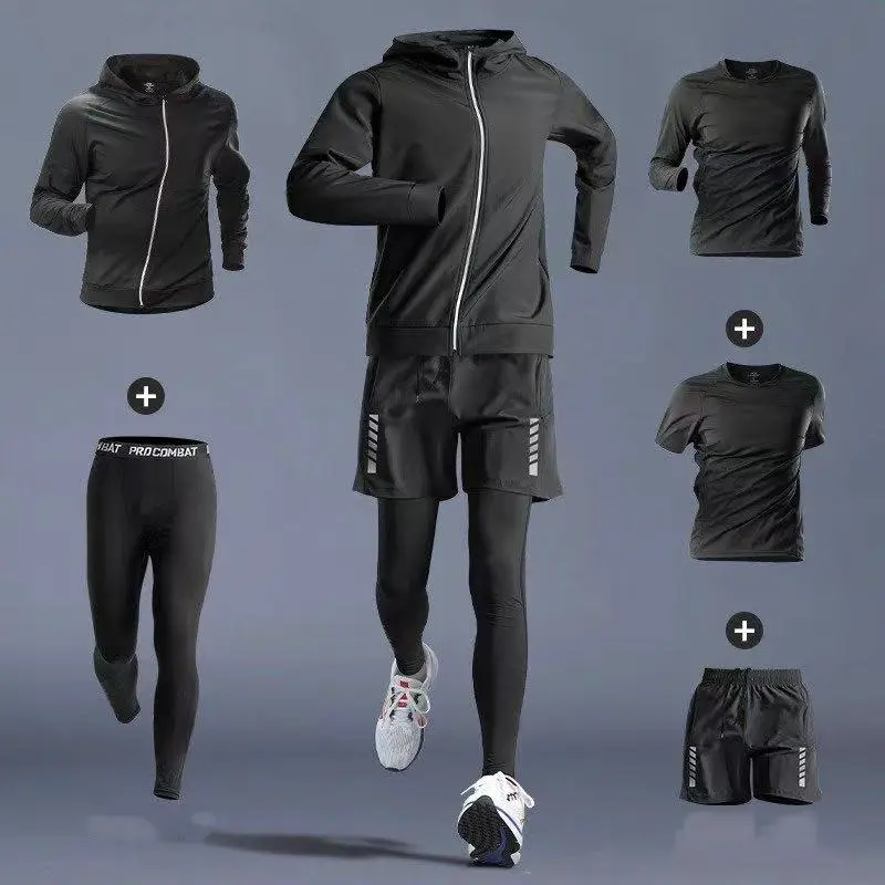 Outdoor Sports Mens Long Sleeved Fitness Suit Fast Dry Riding Tights Training Sweat Absorbent Running Couple Sportswear New