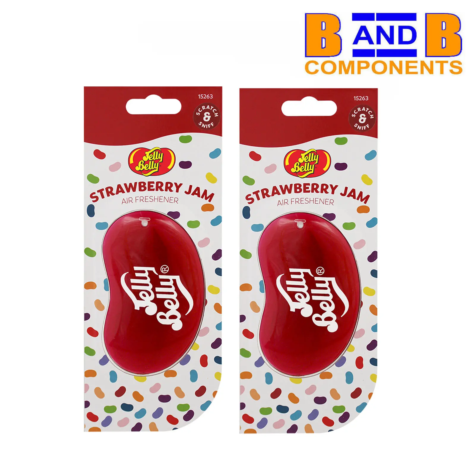 Jelly Belly STRAWBERRY JAM x 2 3D Gel Air Fresheners Stocking Filler A1967