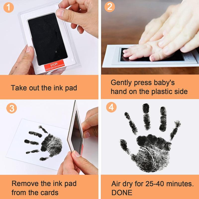 Baby Handprint and Footprint Kit, 3 Baby Inkless Print Pads, 6 Imprint Cards, Baby Footprint Kit, Safe Non-Toxic for Feet and Hands, Family Keepsake - Black 2