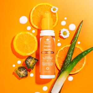 Vitamin C & Pineapple SPF50+ Face Fluid Skincare Non-Greasy Sunscreen Water Resistant by Nature Spell Facial Moisturiser