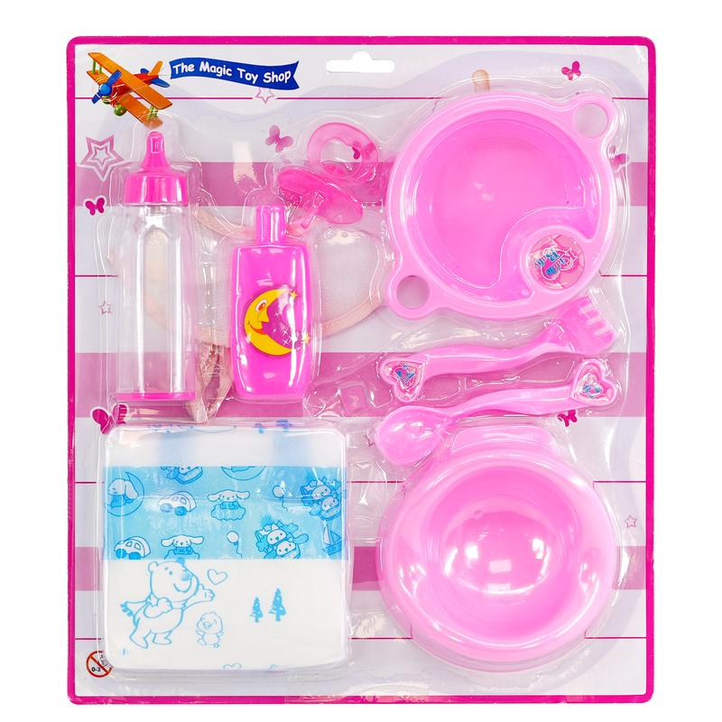 BiBi Doll 9 Piece Baby Dolls Feeding Accessories Kit Nappy Set, Milk Bottle, Dummy, Potty 5