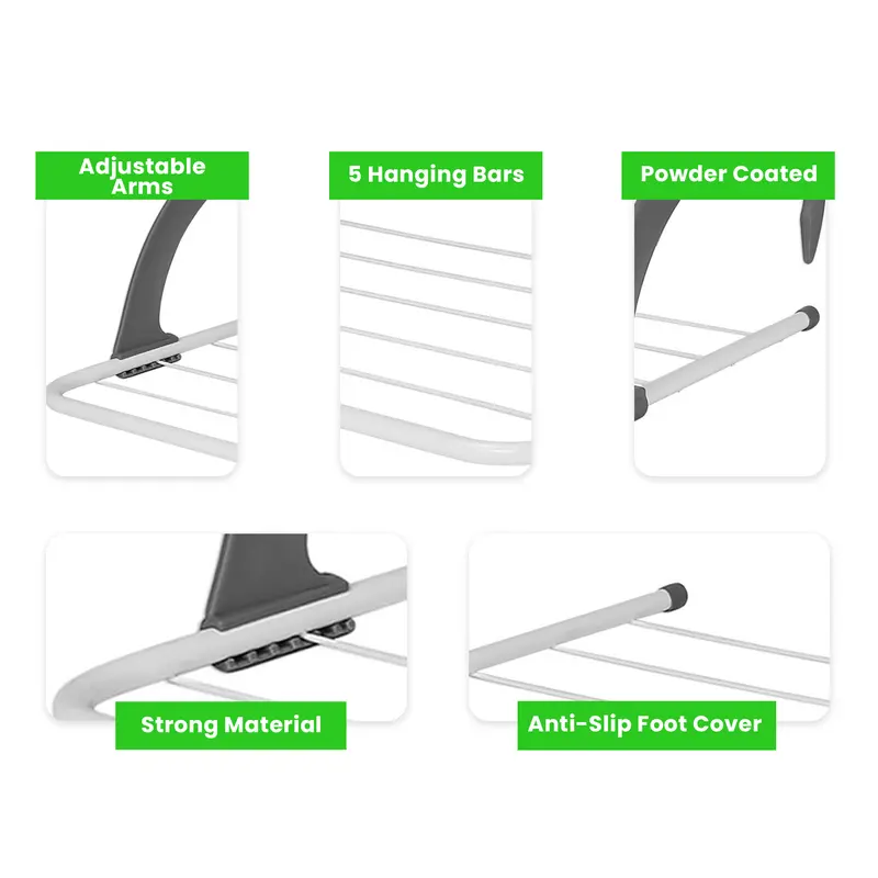 1x GREY Over Radiator Clothes Airer Accessories Laundry Plastic Rack 2