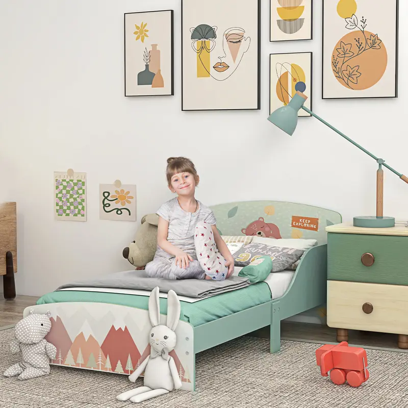 ZONEKIZ Toddler Bed Frame, Kids Bedroom Furniture for Ages 3-6 Years 1
