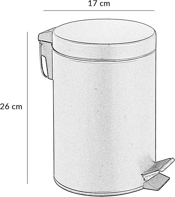 Essentials Round Stainless Steel Pedal Bin 3L Dustbin Size 26x17cm for Kitchen and bathroom, Chrome, 3 Litre 2