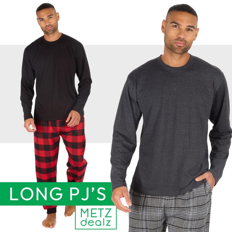 Mens Long Pyjamas Crew Neck Cuffed Bottoms 2 Piece Pyjama for Him Checked Pyjama Set Nightwear Twoise Pajamas Men Warm S M L XL XXL 2 XL Pajama Set PJs Menswear Loungewear Homewear Long Sleeved Jersey Top Woven Checked Long Pants polar express night sleep 0