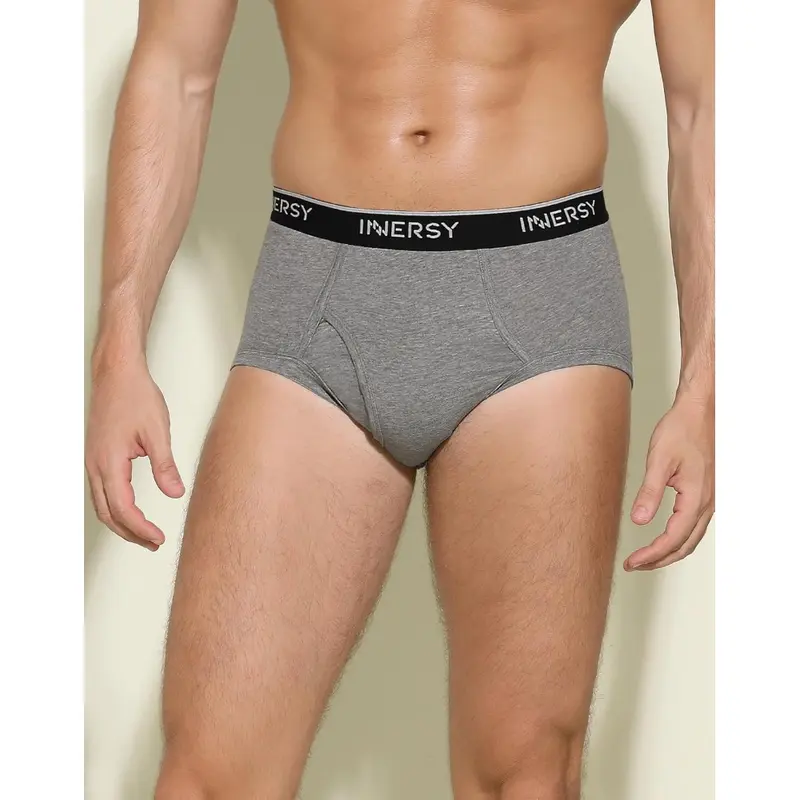 Mens Briefs Underwear Soft Cotton Underpants with Fly High Waist Pants Pack of 4 1