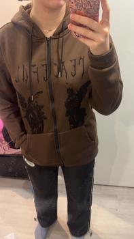 Product Review of Unisex Men's Angel Print Zip Up Warm Hoodie, Casual Drawstring Pocket Hooded Sweatshirt for Fall & Winter, Essential Hoodie, Going Out Outfits from l**💋 1
