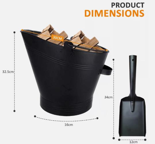 COAL BUCKET AND SHOVEL SET WATERLOO CHARCOAL ASH LOG SCUTTLE HOD FIRESIDE STEEL 4