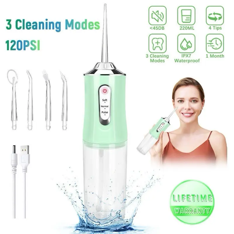 Cordless Dental Water Floss We Oral Irrigator Teeth Cleaner with 4 Jet Tips 2
