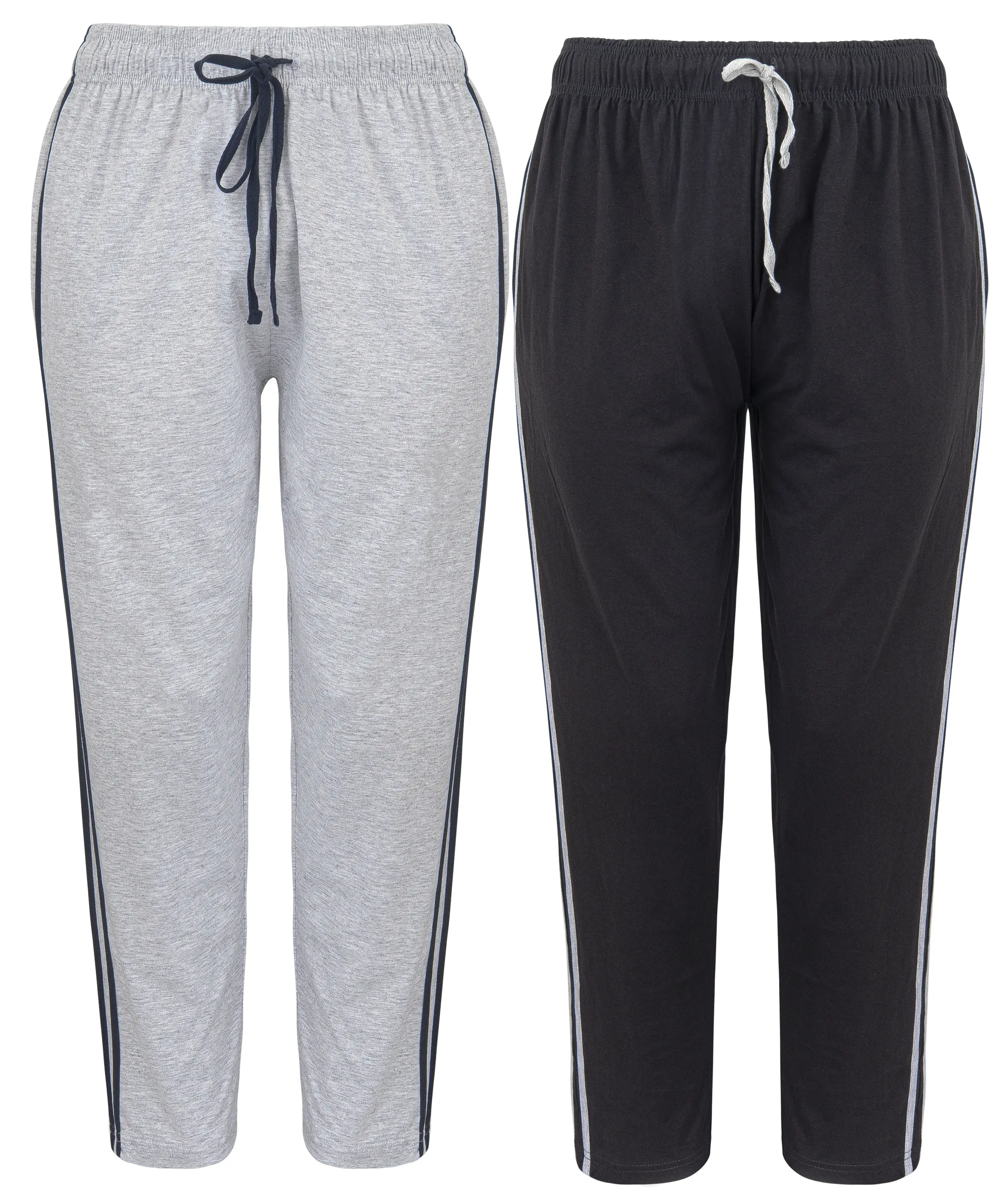 Panzy Mens Long Lounge Wear Pants Nightwear (2 Pack) Pyjama Bottoms Sleepwear 100% Cotton Loungewear Menswear Classic Loose