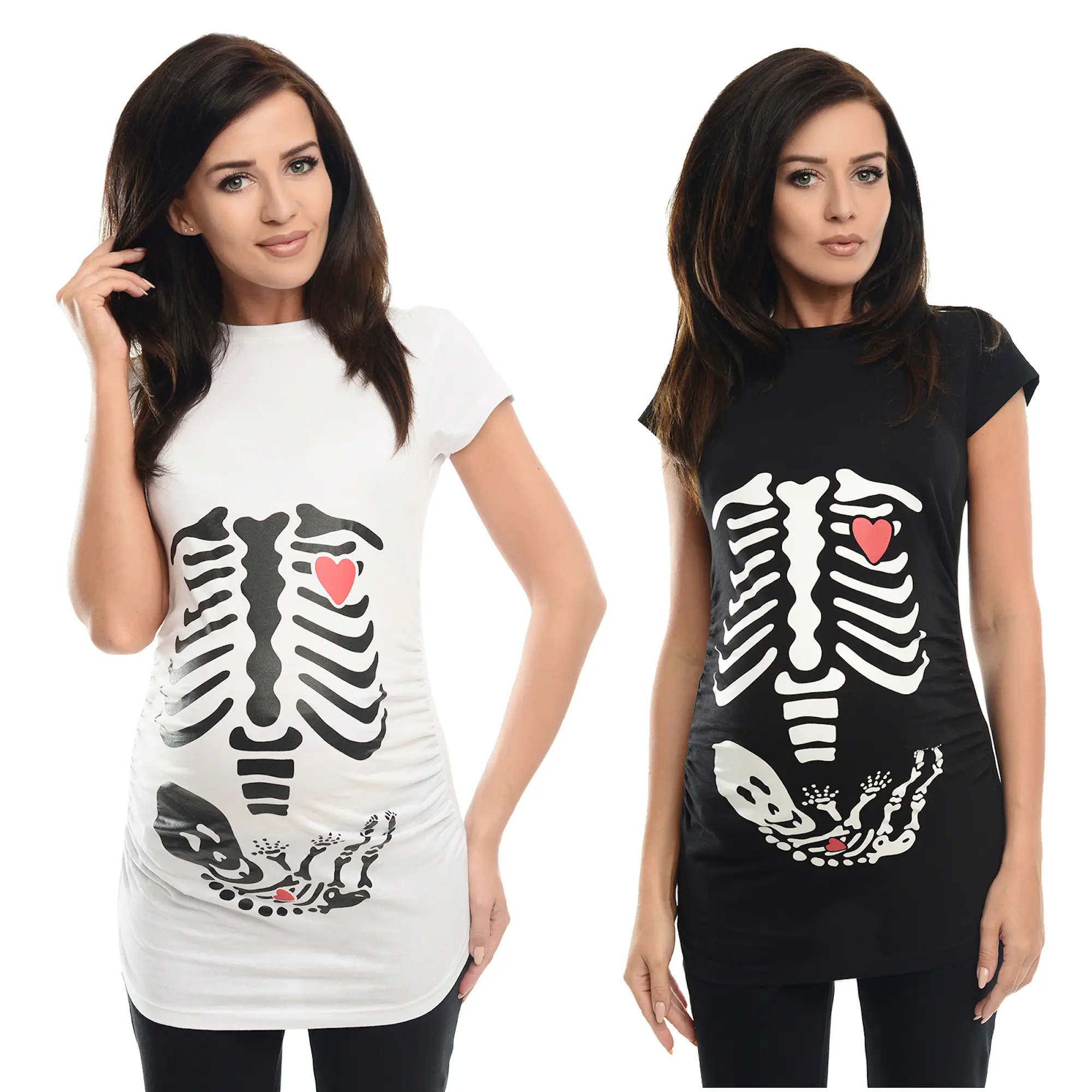 Maternity Top Pregnancy T-shirt Tee Pregnant Women Print Skeleton Baby 2003