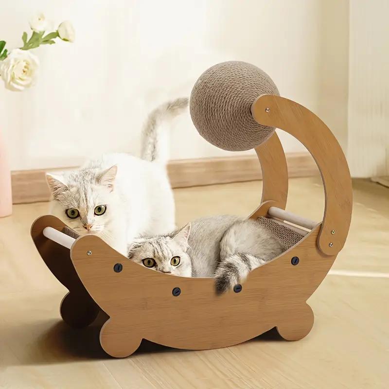 Moonboat Shape Cat Tree Scratching Post Board Climbing Activity Centre Bed Sofa Toys Scratcher with Ball cat  furniture 2