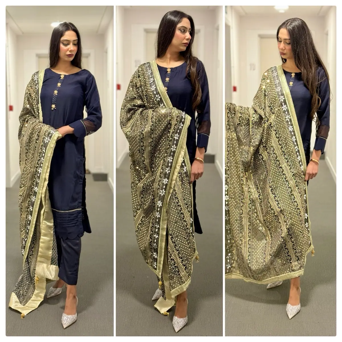 MEENA BAZAAR (SK-05) CHIFFON PARTY-WEAR WITH HEAVY EMBROIDERED CHIFFON DUPATTA