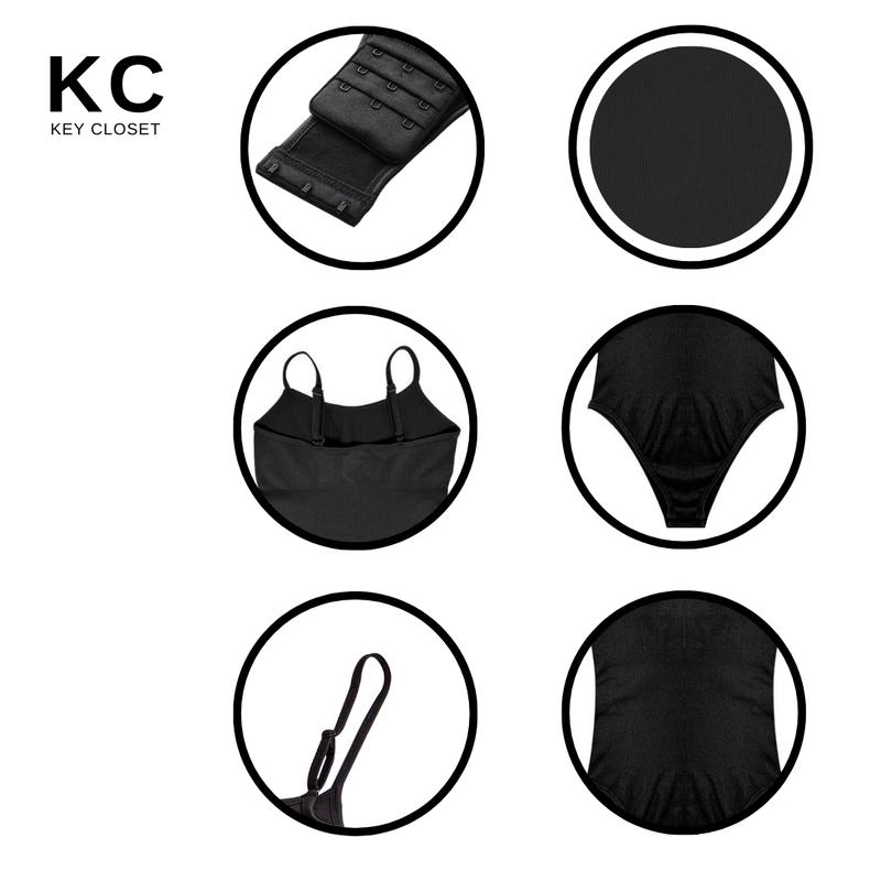 Product Introduction of Key Closet Pack of 2 Ribbed Smoothing Bodysuits with Adjustable Shoulder Spaghetti Strap Comfort Fabric Nylon Sleeveless 10