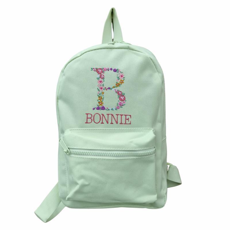 Embroidered Personalised  KIDS Backpack  Nursery, Initial and Name Floral Monogrammed Children Rucksack • Fast Delivery. Best gift 3