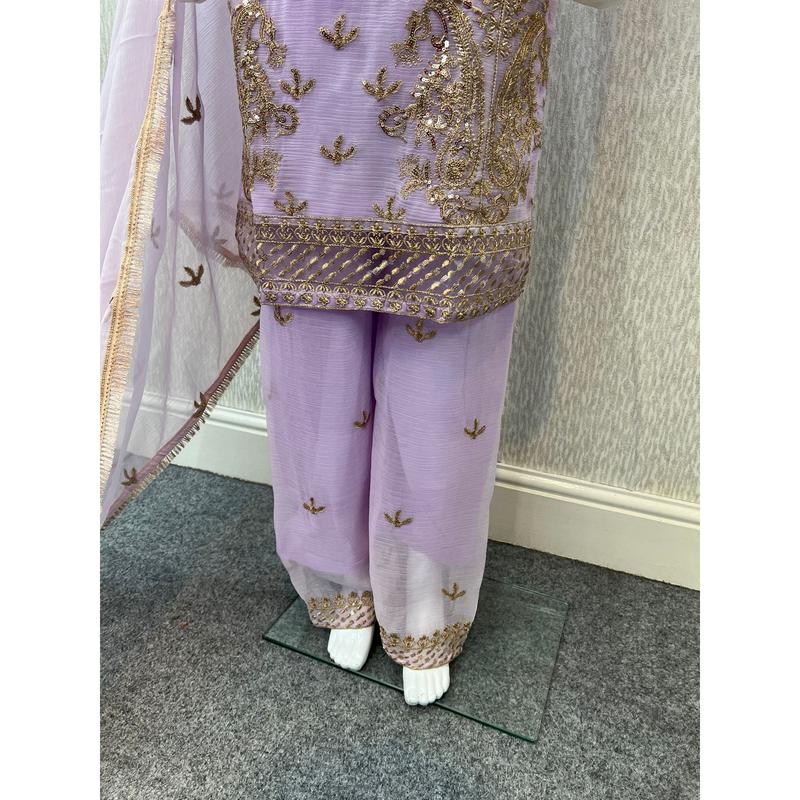 Luxury Festive Chiffon Plazzo bottom Collection Lilac  DP-12 3