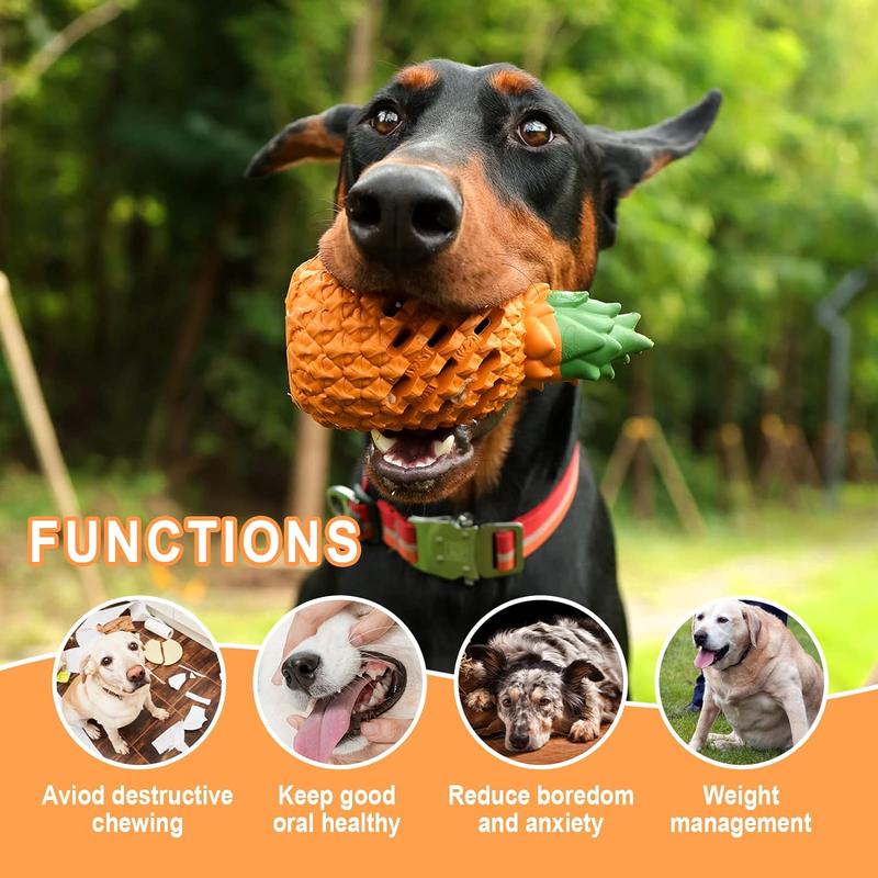 Pawtec Pineapple Dog Chew Toy - Indestructible Dog Chew Toys, Interactive Dog Toys for Boredom, Natural Rubber Tough Dog Toys, Dog Teething Toys 1