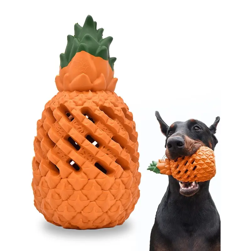 Pawtec Pineapple Dog Chew Toy - Indestructible Dog Chew Toys, Interactive Dog Toys for Boredom, Natural Rubber Tough Dog Toys, Dog Teething Toys 0