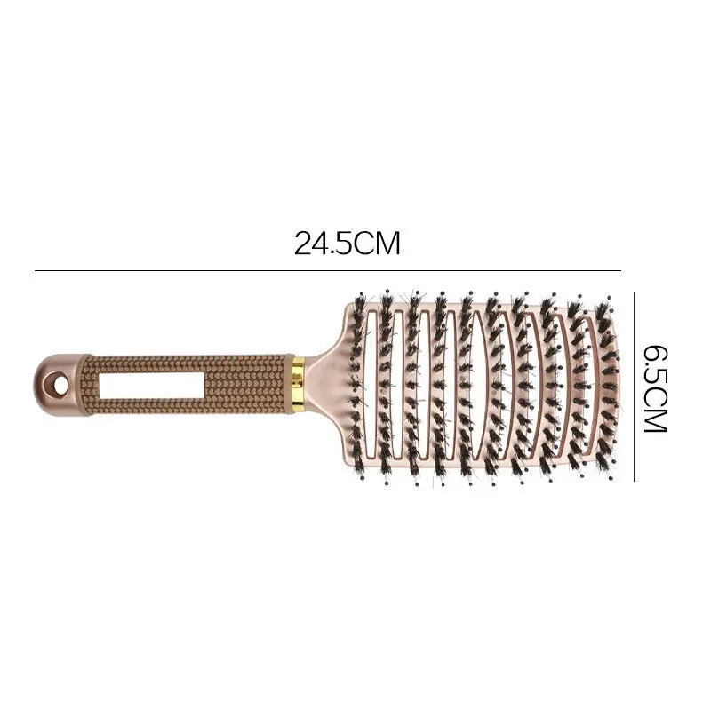 Natural Boar Bristle Detangling Nylon Brush Large Curly Hair Style Women's Tools Haircare Comb 3