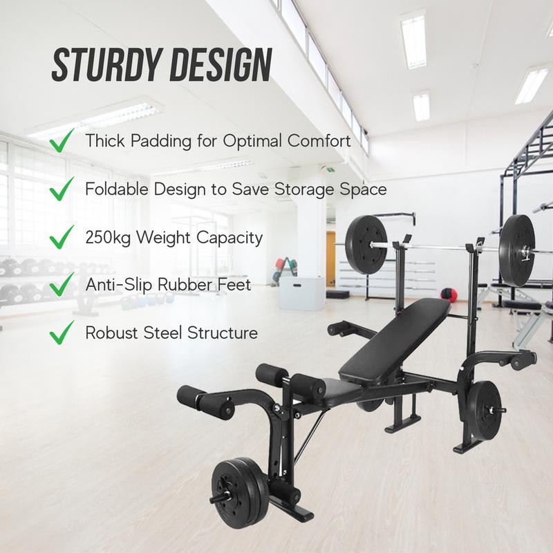 STRONGWAY™ Multi Gym - Adjustable Weight Bench with Barbell Rack (Foldable) 7
