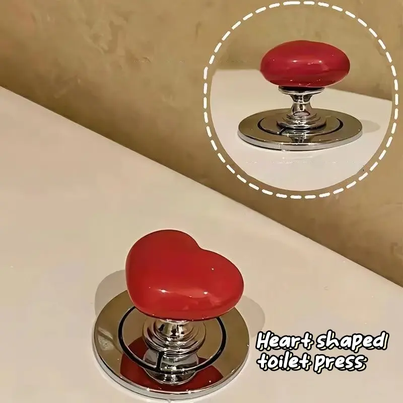 Fashionable Colored Heart Shape Toilet Closestool Water Tank Push Switch Assistant Cabinet Or Door Drawer Auxiliary Buttondevice 3