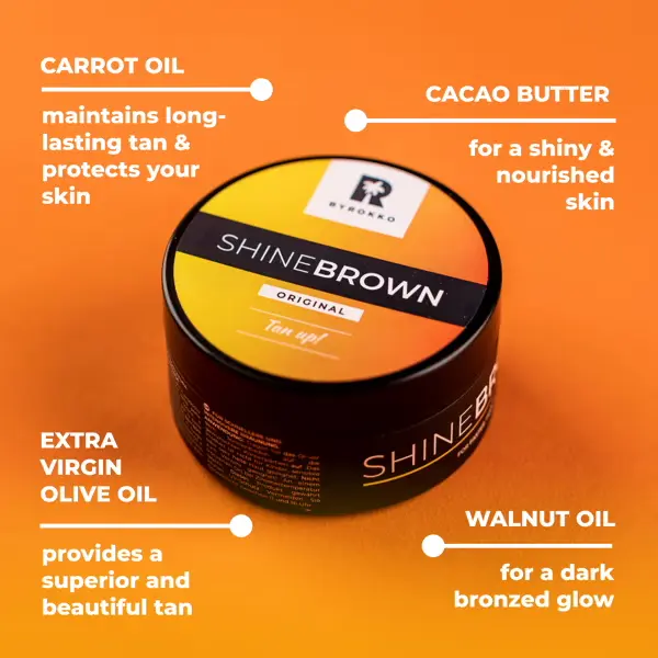 BYROKKO Shine Brown Sunbed Tanning Accelerator 210 ml, Cream Effective in Sunbeds & Outdoor Sun Tan, Long-Lasting Hydrating Formula with Natural Oils 5