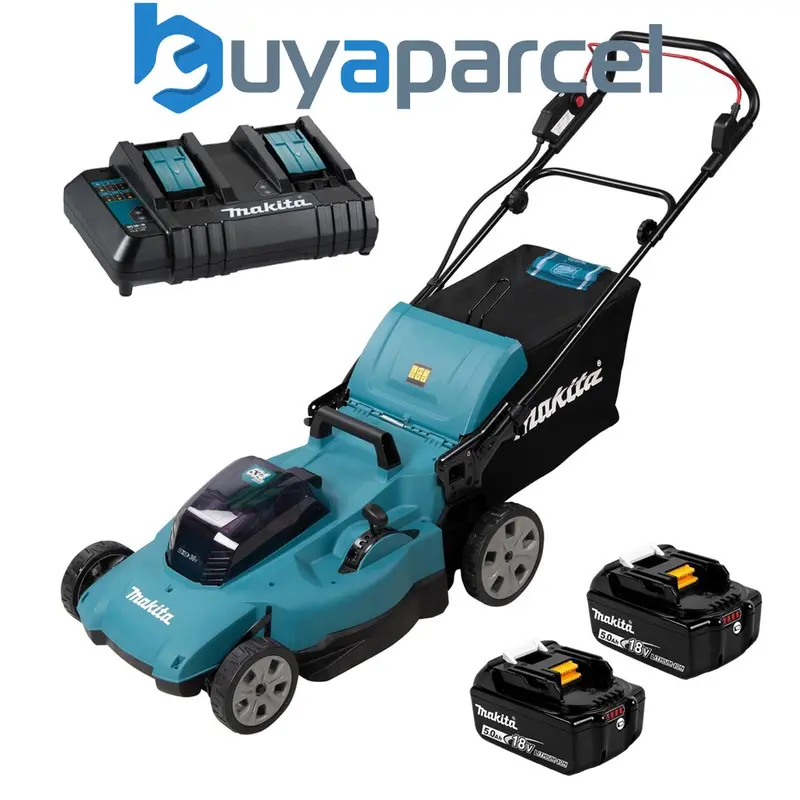 Makita DLM538CT2 Twin 18V / 36V 530mm Push Lawn Mower 2x 5.0Ah Battery Kit 0