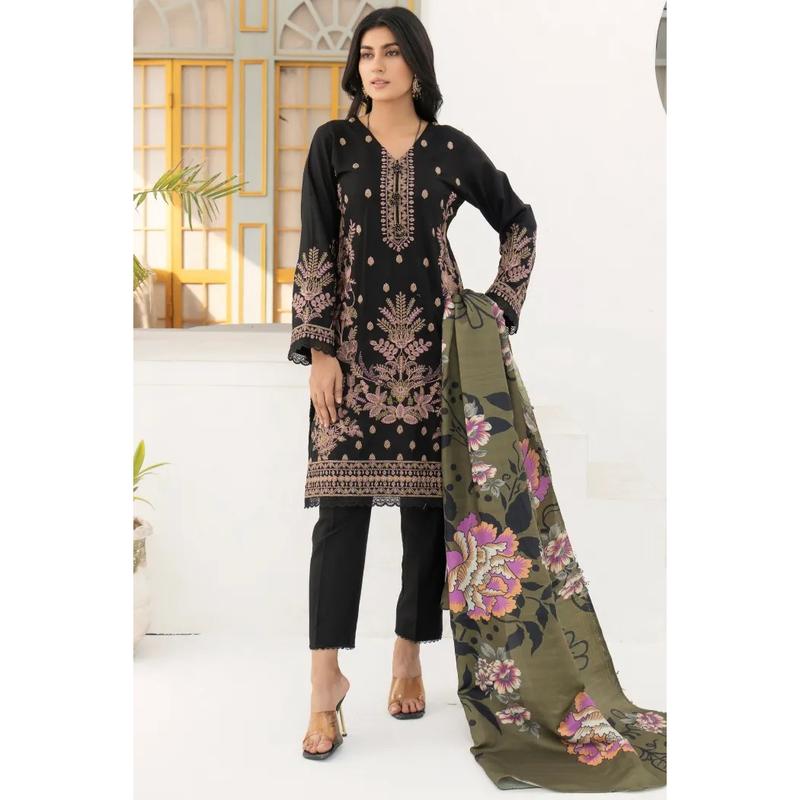 Dhanak Iznik Emb Pakistani Suits-1459-Black 1