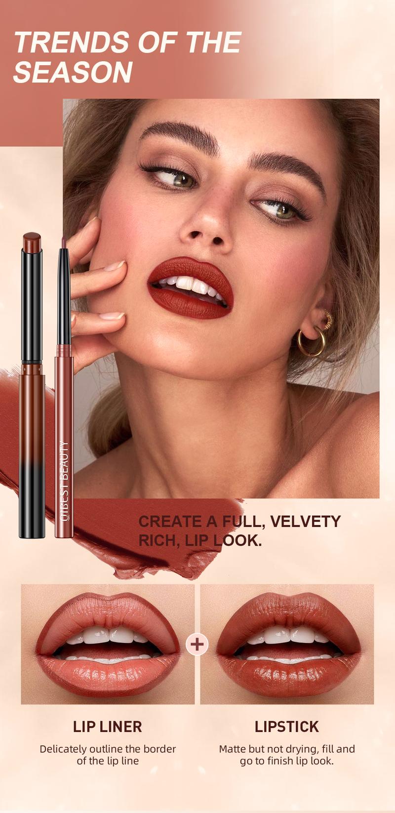 Product Introduction of QIBEST Lipstick Pencil Waterproof Sexy Red Nude Purple Matte Tint Lipstick Lasting Lip liner Pen Longlasting Makeup Cosmetics Eyeliner Lipliner 34